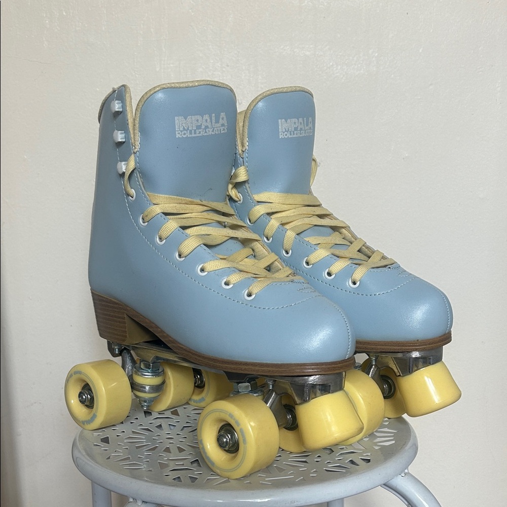 Impala Blue Roller Skates with Yellow Wheels